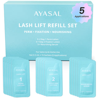 AYASAL Lash Lift Kit Refills: Thio-Free Step 1 & Step 2 + Nourishing Serum (5 Applications)