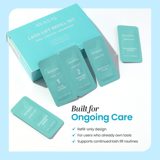 AYASAL Lash Lift Kit Refills: Thio-Free Step 1 & Step 2 + Nourishing Serum (5 Applications)