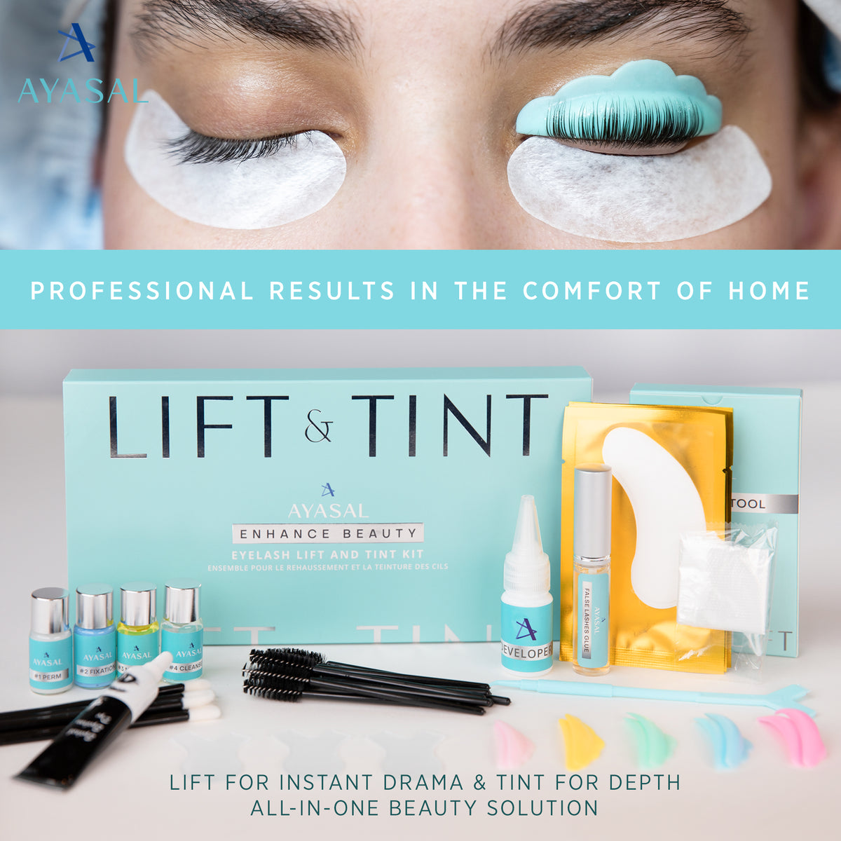 AYASAL Lash Lift and Tint Kit: Eyelash Lift & Tint Kit - With Detailed Instruction Eyelash Perm Kit - Easy for Beginner and Professional Lash Perm Kit - Achieve Salon-Quality Lashes Lift with Safe and Effective Resul