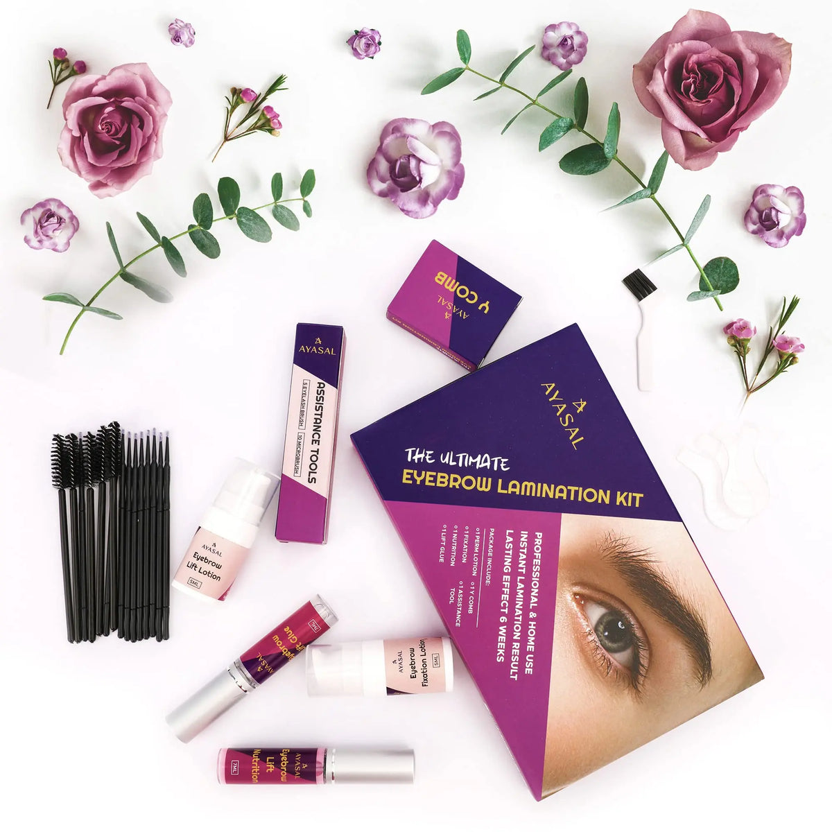 AYASAL Eyebrow Lamination Kit, Great Eyebrow Lift Kit, DIY Perm For Your Brows, Instant Professional Lift For Fuller Eyebrows AYASAL