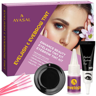 AYASAL Lash & Brow Coloring Kit, Professional Semi-Permanent Eyelash & Eyebrow 2-IN-1 Color Kit, Long Lasting for 8 Weeks, Suitable for Salon & Home Use. AYASAL