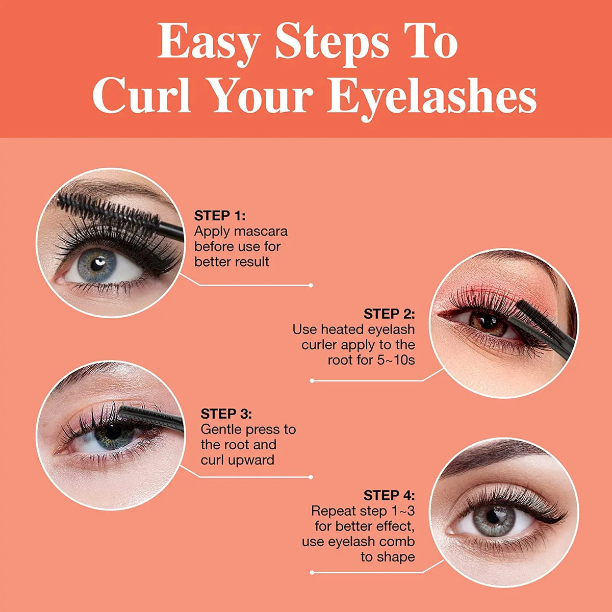 Heated Eyelash Curlers, 48 Hours Long Lasting with 3 Temperature Modes AYASAL