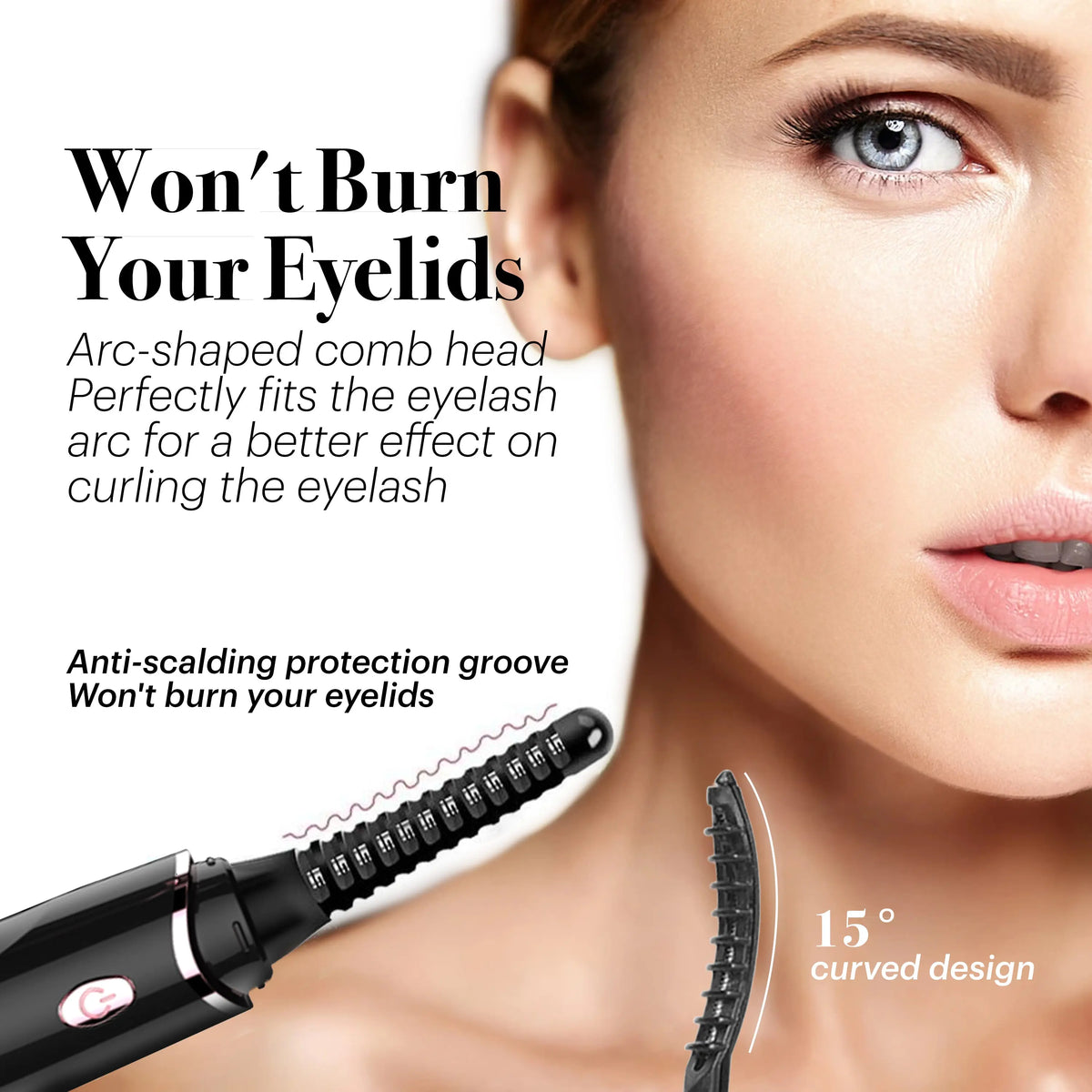 Rechargeable Heated Eyelash Curlers, 48 Hours Long Lasting with 4 Temperature Modes AYASAL